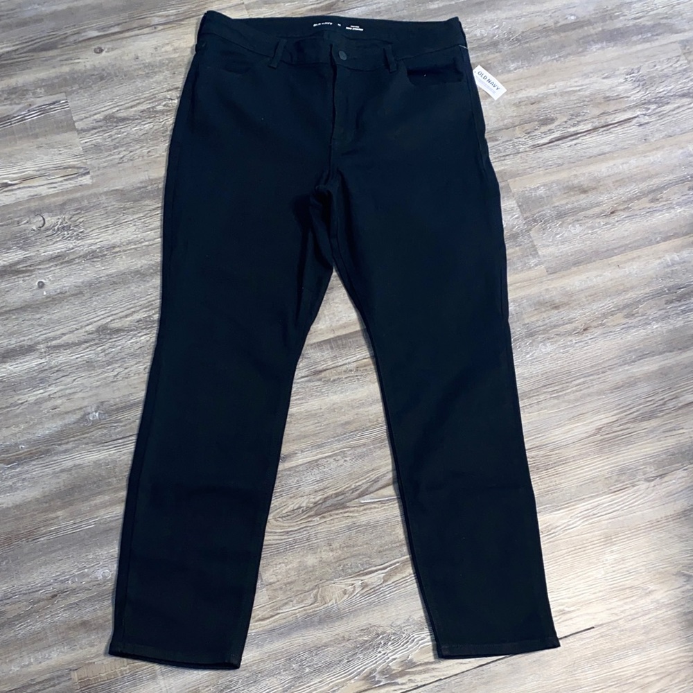 NWT OLD NAVY High Rise WOW Straight Black Jeans 14